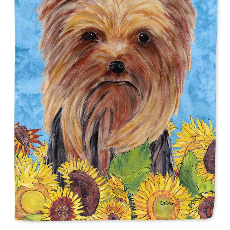 商品Caroline's Treasures|28 x 40 in. Polyester Yorkie in Summer Flowers Flag Canvas House Size 2-Sided Heavyweight,价格¥325,第1张图片