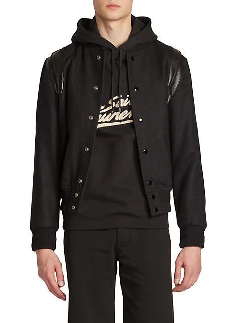 商品Yves Saint Laurent|Teddy 2Bandes Varsity Jacket,价格¥19681,第5张图片详细描述