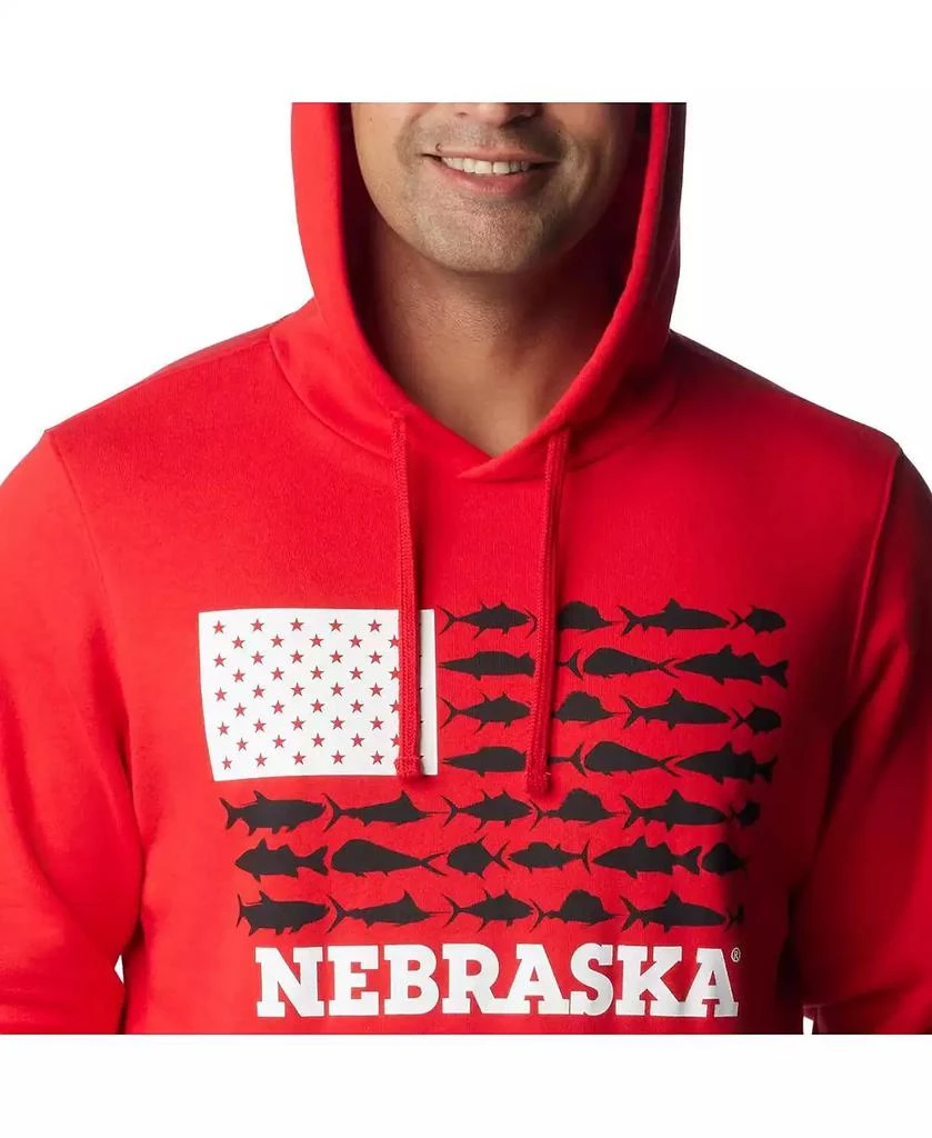 商品Columbia|Men's Scarlet Nebraska Huskers PFG Fish Flag II Pullover Hoodie,价格¥390,第3张图片详细描述