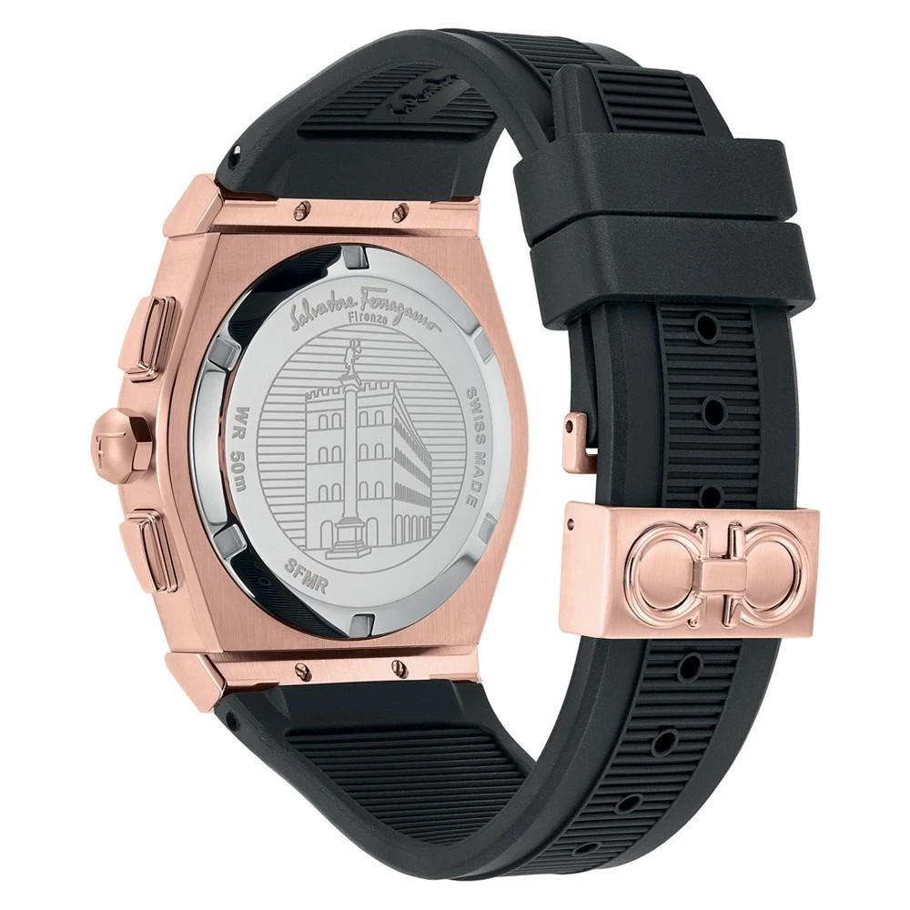 商品Salvatore Ferragamo|Salvatore Men's Swiss Chronograph Vega Black Silicone Strap Watch 42mm,价格¥9216,第3张图片详细描述