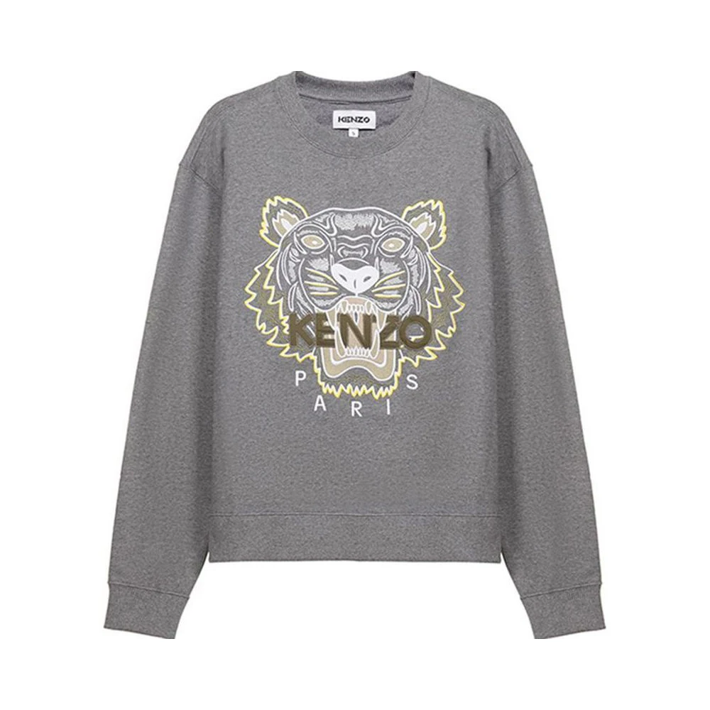 商品Kenzo|KENZO 男士灰色虎头圆领卫衣 FB55SW1104XA-95,价格¥1295,第1张图片