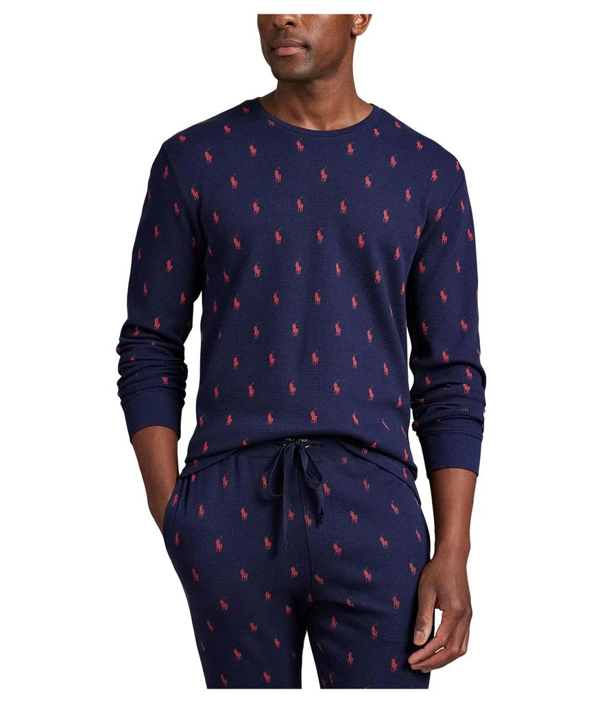 商品Ralph Lauren|Printed Waffle Long Sleeve Crew with All Over Print,价格¥473,第1张图片