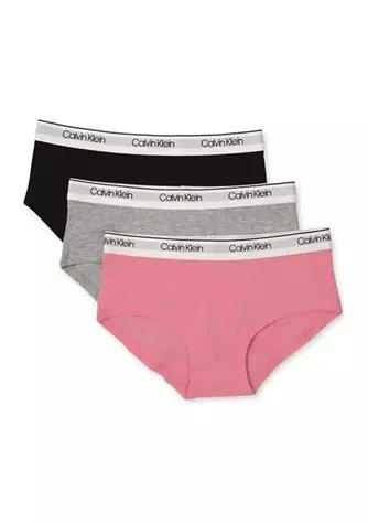 商品Calvin Klein|Klein Girls 7 16 3 Pack Logo Hipsters,价格¥79,第1张图片