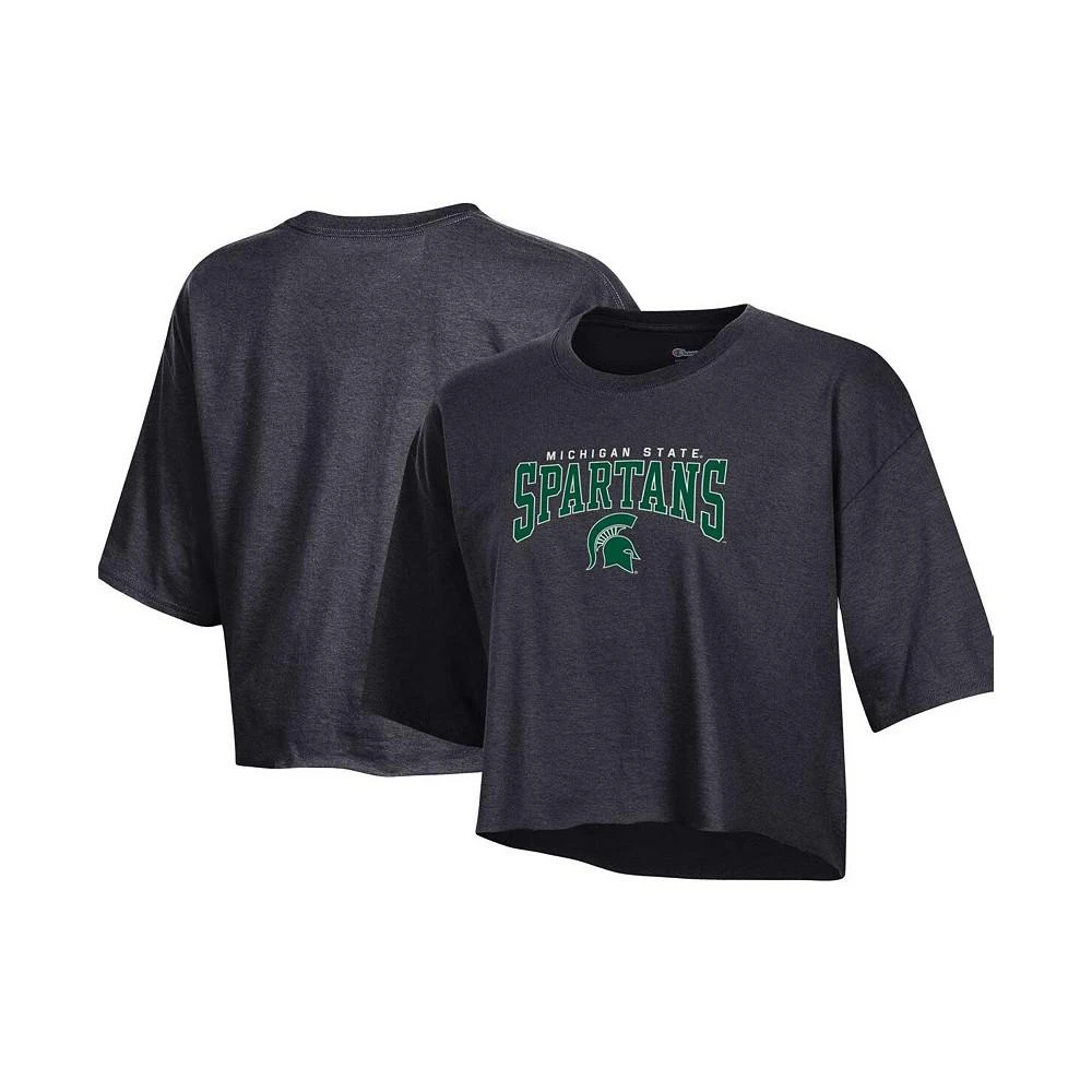 商品CHAMPION|Women's Heather Charcoal Michigan State Spartans Boyfriend Cropped T-shirt,价格¥222,第1张图片