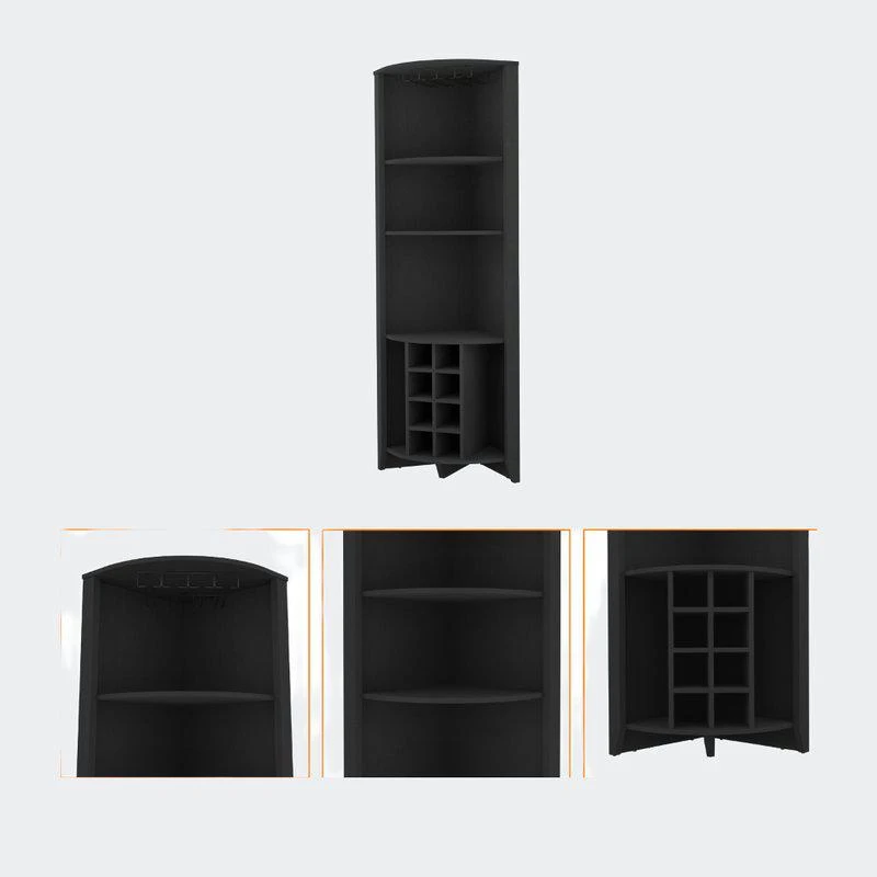 商品FM Furniture|Bouvet Corner Bar Cabinet, Three Shelves, Eight Wine Cubbies, Two Side Shelves,价格¥1441,第1张图片