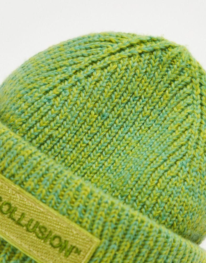 商品COLLUSION|COLLUSION Unisex space dye knit logo fisherman beanie in green,价格¥49,第4张图片详细描述