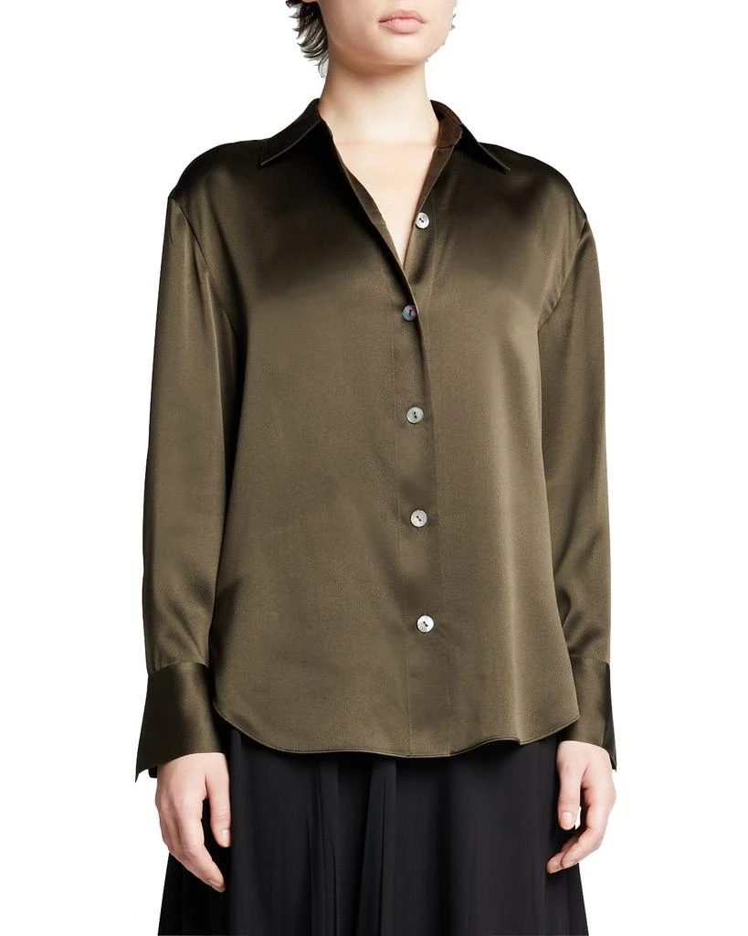 商品Vince|Relaxed Long-Sleeve Silk Blouse,价格¥913,第1张图片