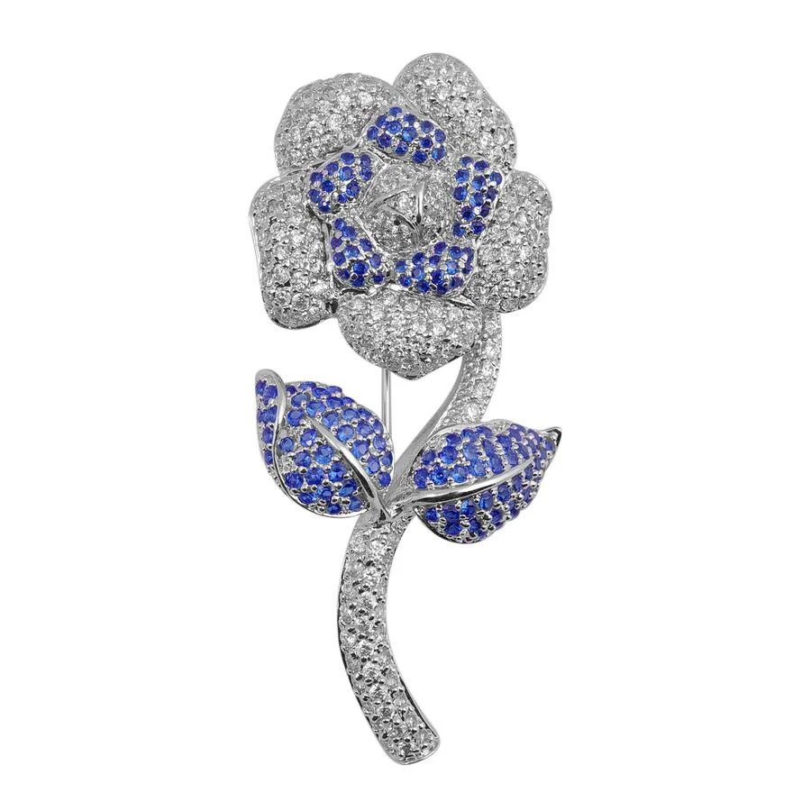商品Megan Walford|Sterling Silver Cubic Zirconia Flower with Stem Pin,价格¥1600,第1张图片