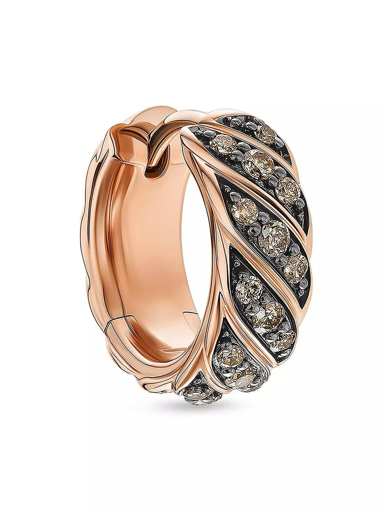 商品David Yurman|Sculpted Cable Hoop Earring in 18K Rose Gold with Cognac Diamonds, 12.8MM,价格¥8209,第1张图片