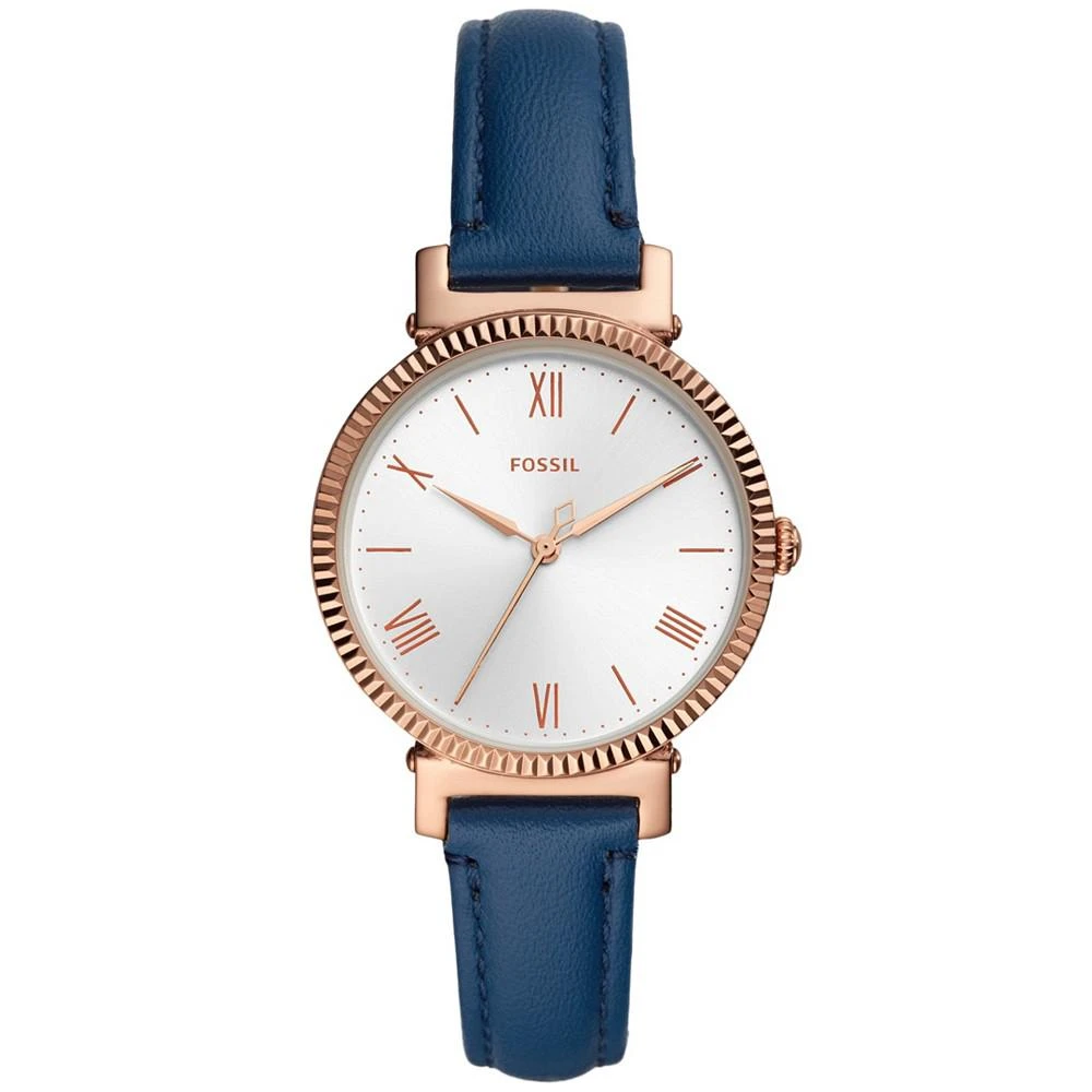 商品Fossil|Women's Daisy Blue Leather Strap Watch 34mm,价格¥391,第1张图片