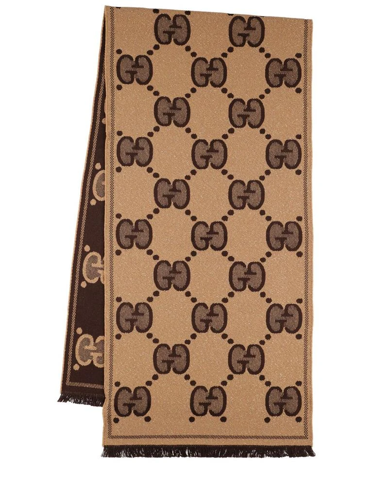 商品Gucci|Gg Wool & Lurex Jacquard Scarf,价格¥4206,第1张图片