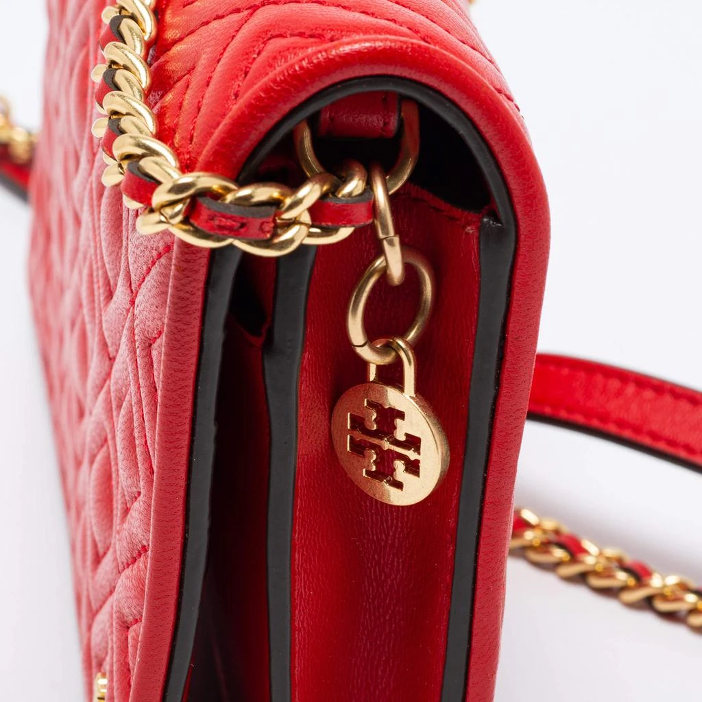 Tory Burch Red Quilted Leather Fleming Flat Wallet Crossbody Bag 商品