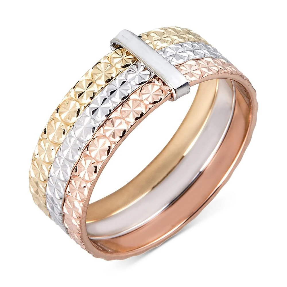 商品Macy's|Textured Three Row Stack Look Ring in 14k Tri-Color Gold,价格¥2424,第1张图片