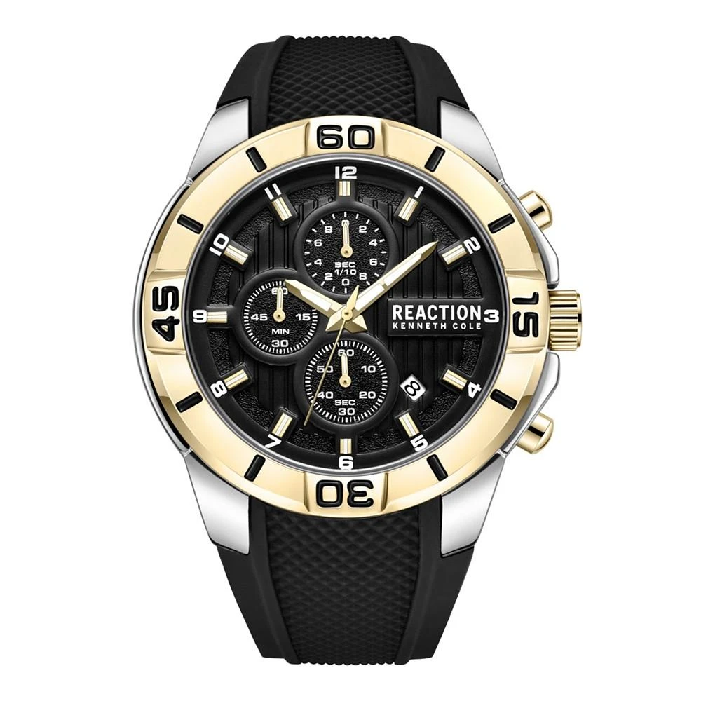 商品Kenneth Cole|Men's Dress Sport Black Silicon Strap Watch, 48mm,价格¥710,第1张图片