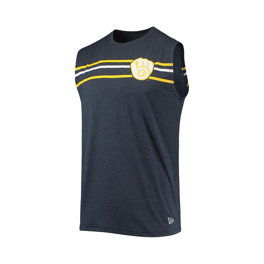 Men's Heathered Navy Milwaukee Brewers Muscle Tank Top商品第3张图片规格展示