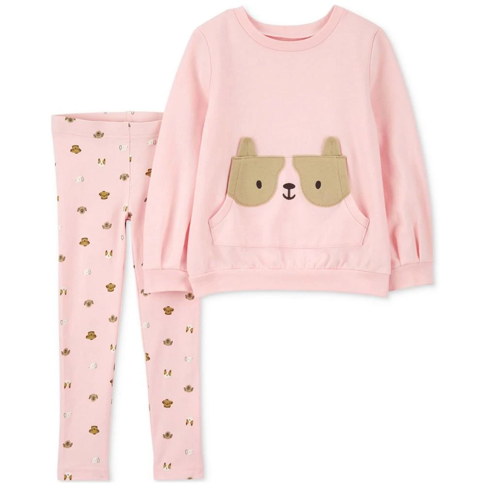 商品Carter's|Baby Girls Dog French Terry Pullover Top and Leggings, 2 Piece Set,价格¥114,第1张图片