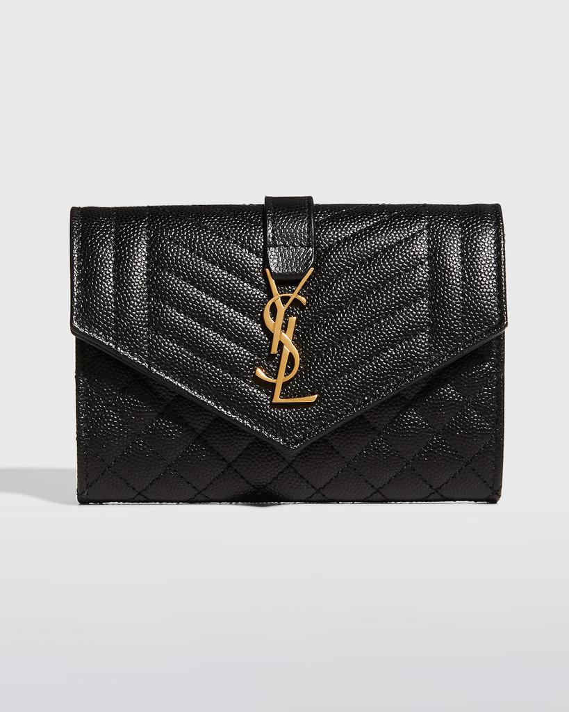 Saint Laurent Envelope Small YSL Flap Wallet in Grained Leather Wallets Free Shipping BeyondStyle