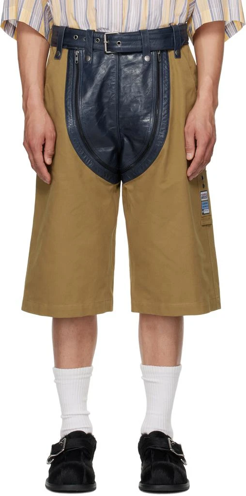 商品Martine Rose|Navy & Khaki Zip Chap Utility Shorts,价格¥4876,第1张图片