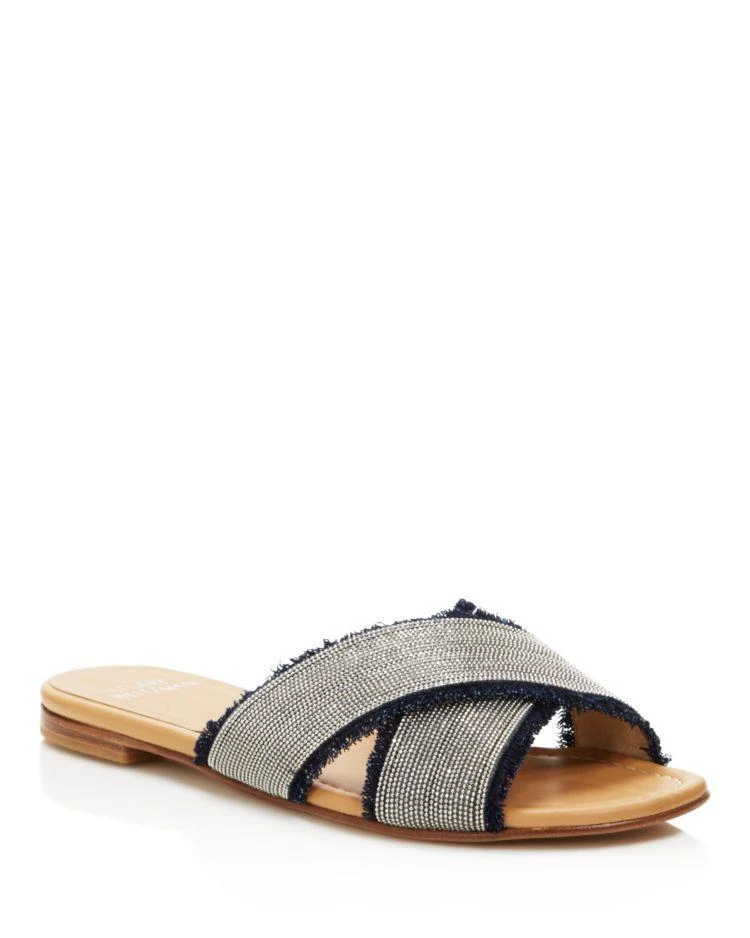 商品Stuart Weitzman|Edgeway Denim and Chain Trim Slide Sandals,价格¥1787,第1张图片