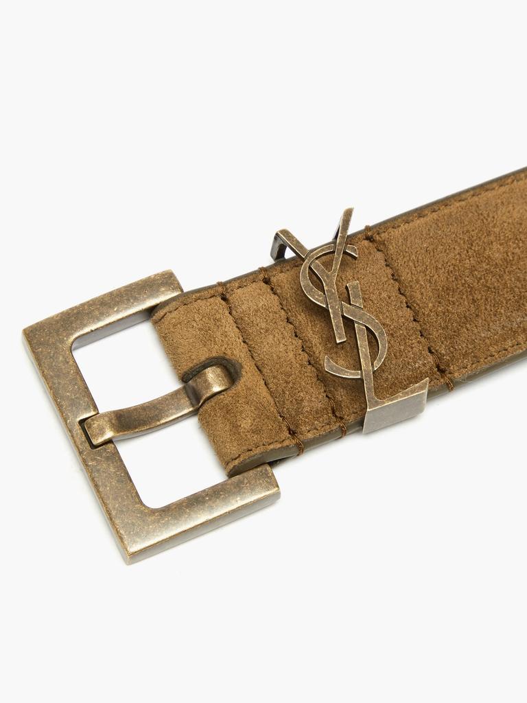 商品Yves Saint Laurent|YSL-plaque suede belt,价格¥3144,第4张图片详细描述