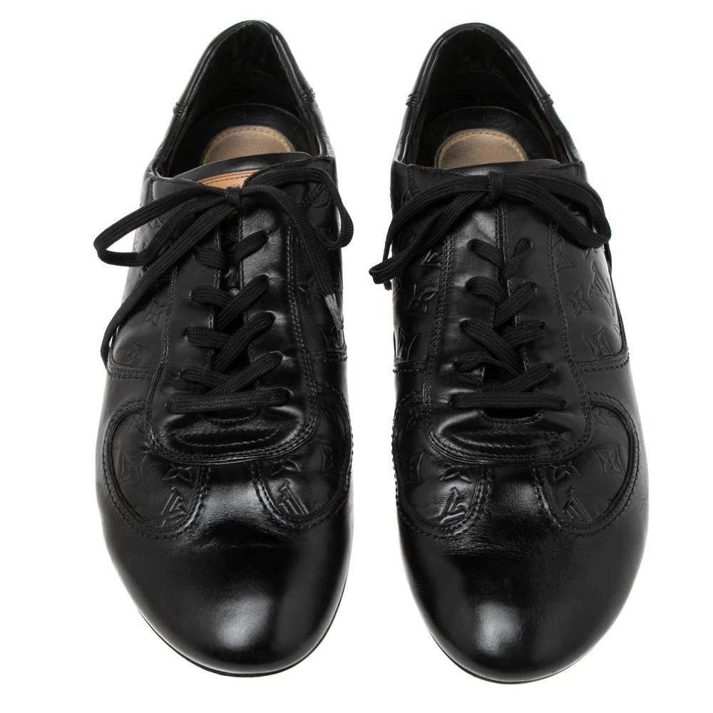商品[二手商品] Louis Vuitton|Louis Vuitton Black Monogram Embossed Leather Lace Up Sneakers Size 44.5,价格¥2552,第3张图片详细描述