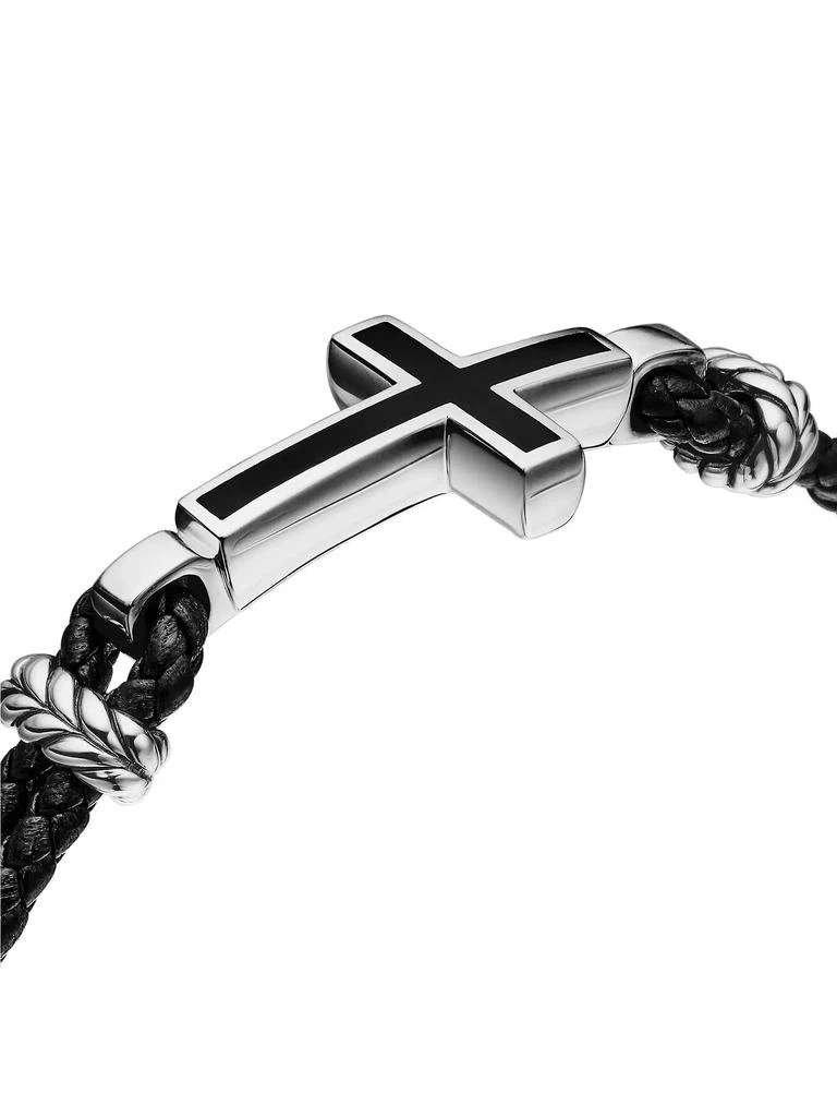 商品David Yurman|Exotic Stone Cross Bracelet in Black Leather,价格¥3704,第4张图片详细描述