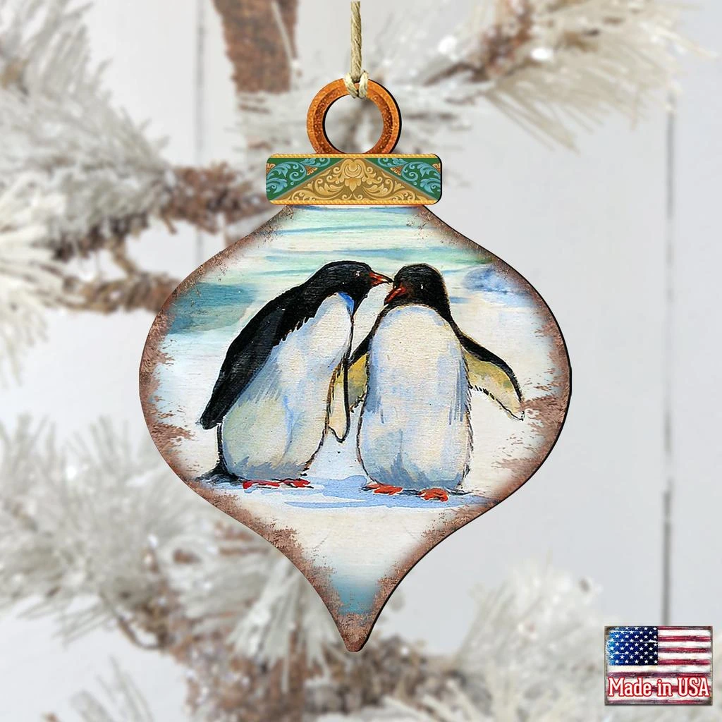 商品Designocracy|Designocracy Penguins Drop - 8035382 Wooden Ornaments Set of 2,价格¥206,第2张图片详细描述