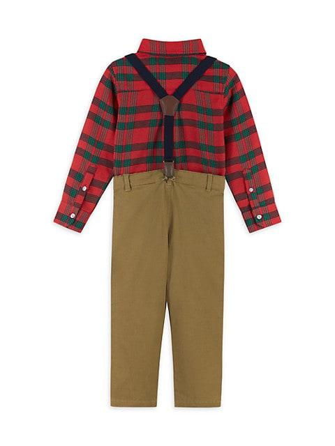 Little Boy's Flannel Shirt, Suspenders & Pants 3-Piece Set商品第2张图片规格展示