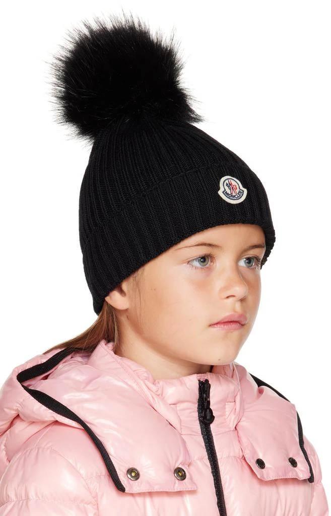 商品Moncler|Kids Black Pom Pom Beanie,价格¥1823,第2张图片详细描述