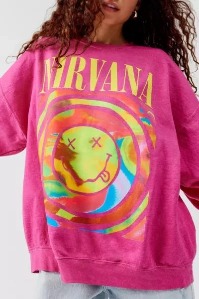 商品Urban Outfitters|Nirvana Smile Overdyed Crew Neck Sweatshirt,价格¥377,第3张图片详细描述