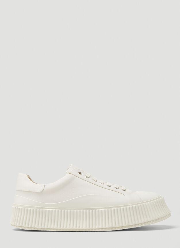 商品Jil Sander|Recycled Canvas Platform Sneakers in White,价格¥4532,第1张图片