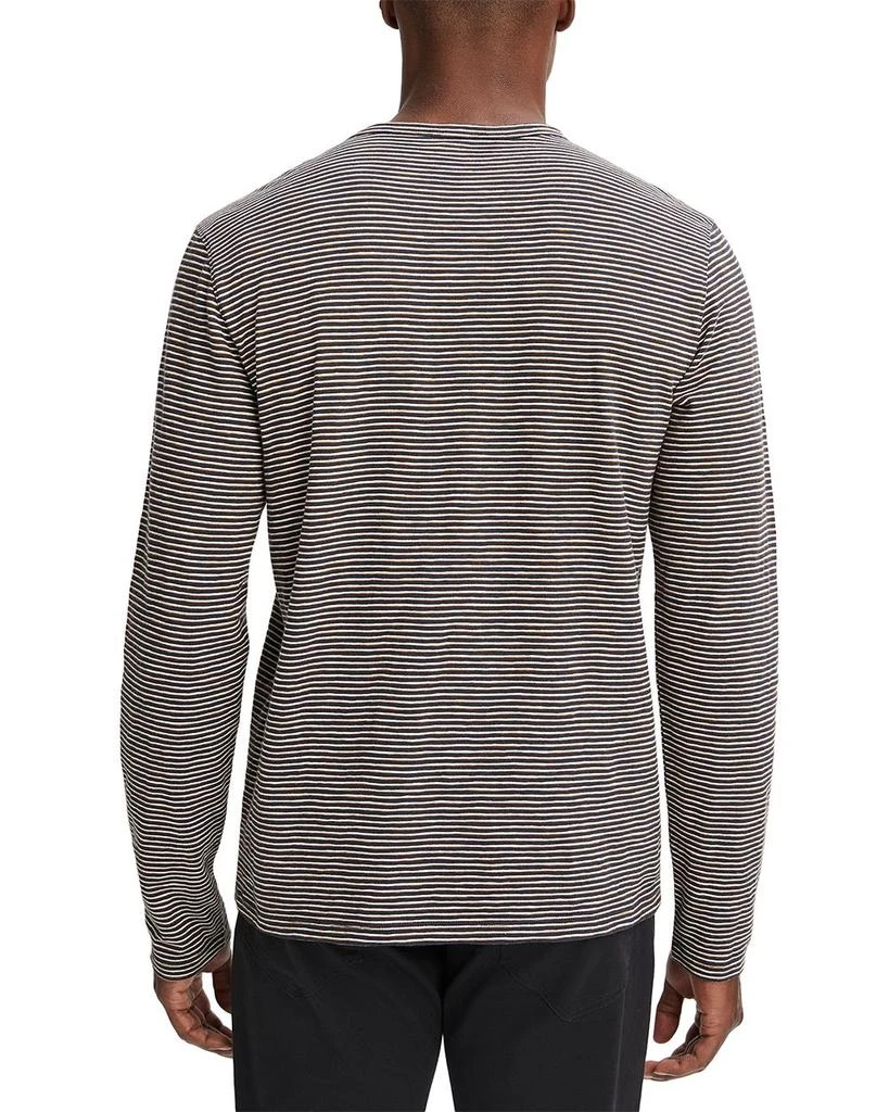 Cotton Textured Stripe Long Sleeve Split Neck Tee 商品