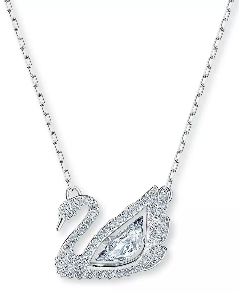 商品Swarovski|Silver-Tone Dancing Swan Crystal Pendant Necklace, 15" + 2" extender,价格¥1488,第1张图片