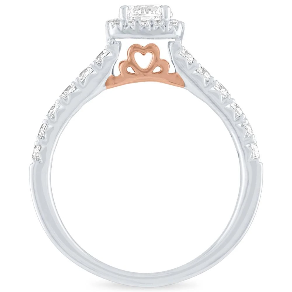 商品Macy's|Diamond Two-Tone Halo Engagement Ring (1 ct. t.w.) in 14k White and Rose Gold,价格¥23919,第2张图片详细描述
