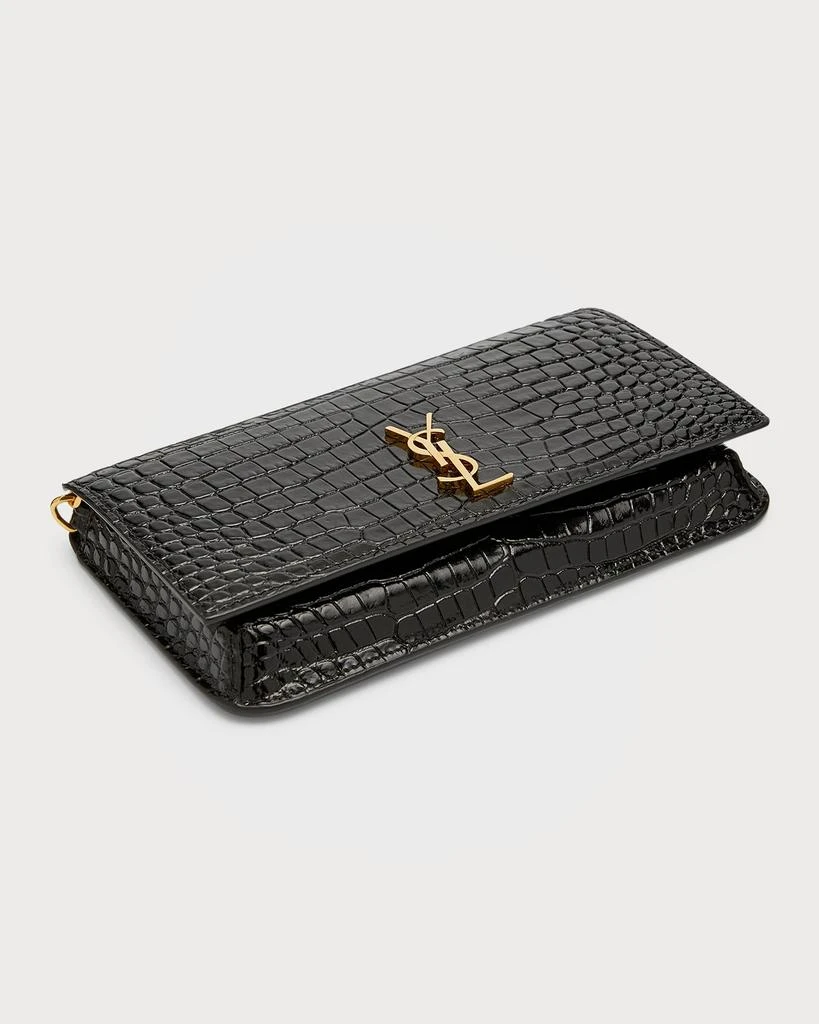 YSL Croc-Embossed Phone Holder Shoulder Bag 商品