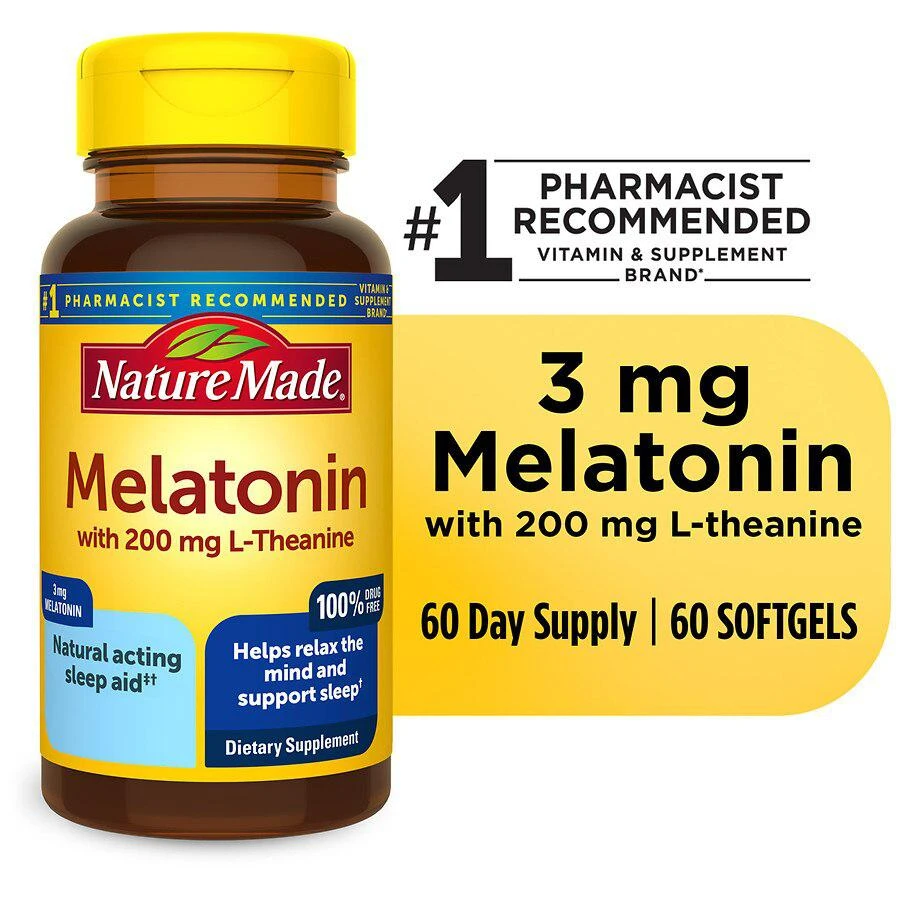 Melatonin 3 mg with L-Theanine 200 mg Softgels 商品