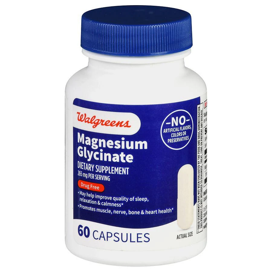 商品Walgreens|Magnesium Glycinate 265 mg Capsules,价格¥125,第1张图片