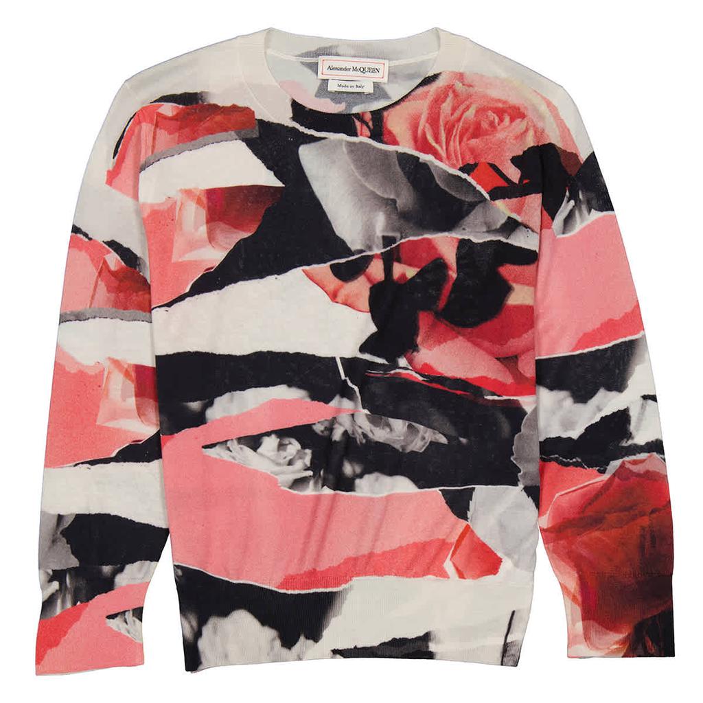 Alexander McQueen Torn Rose Long Sleeve Sweater, Size X-Small商品第1张图片规格展示