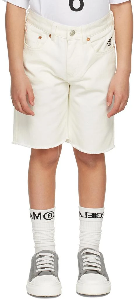 商品MAISON MARGIELA|Kids Off-White Logo Denim Shorts,价格¥543,第2张图片详细描述