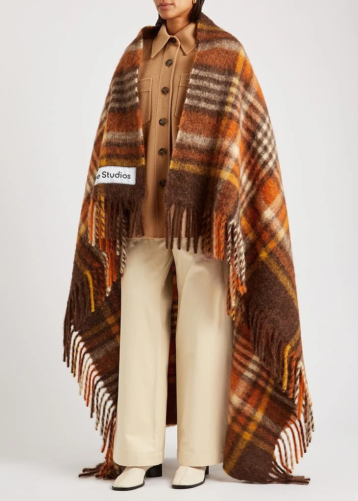商品Acne Studios|Vally tartan alpaca-blend blanket scarf,价格¥2432,第2张图片详细描述