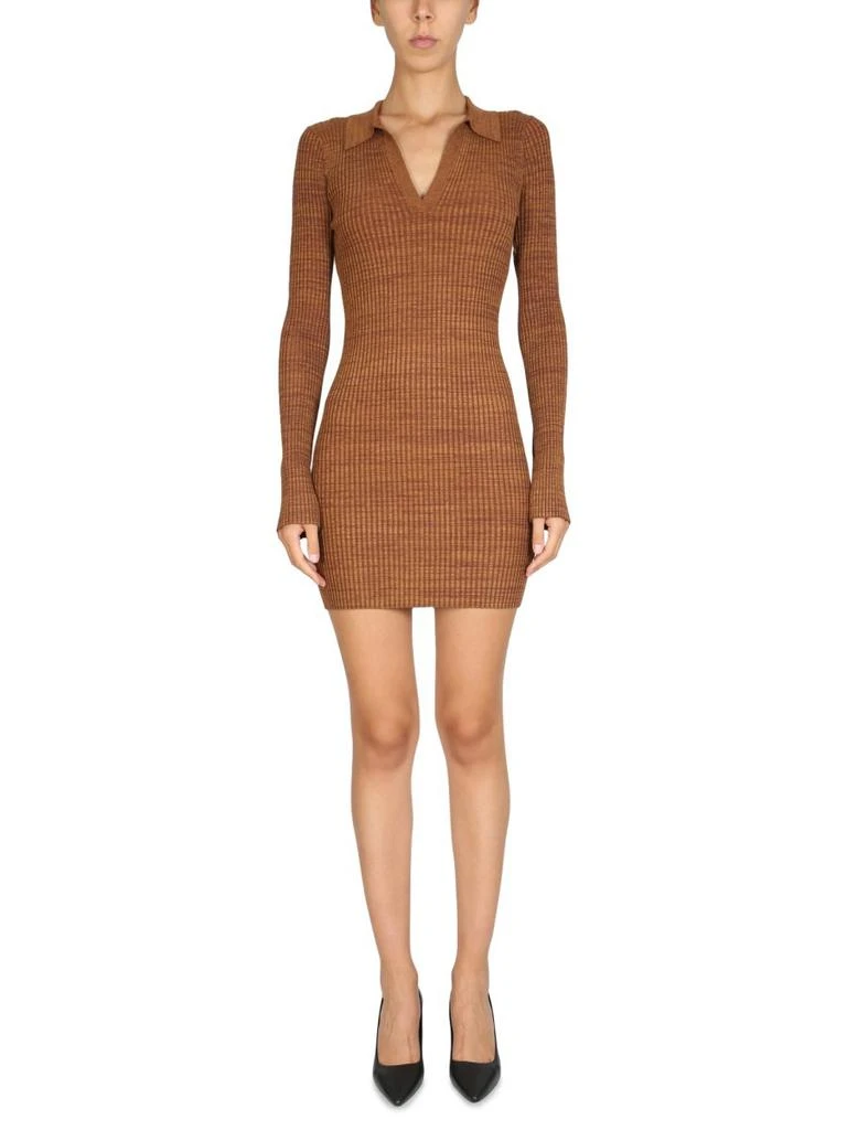 商品Helmut Lang|Helmut Lang Marl Knitted Mini Polo Dress,价格¥1216,第1张图片