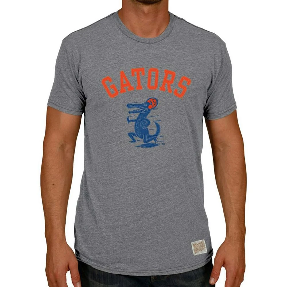 商品The Original Retro Brand|Men's Heather Gray Florida Gators Vintage-Like Football Gator Tri-Blend T-shirt,价格¥259,第3张图片详细描述