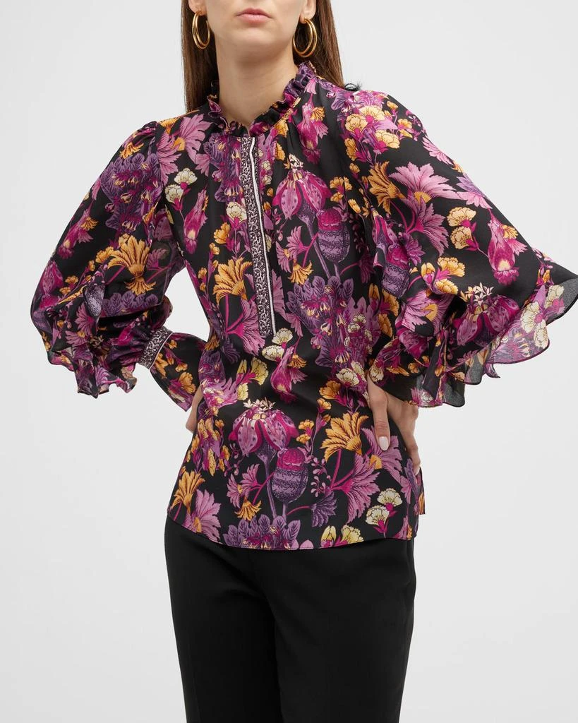 Arden Floral-Print Ruffle-Trim Blouse 商品