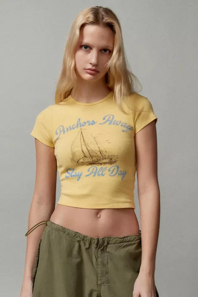 商品BDG|BDG Anchors Away Perfect Baby Tee,价格¥76,第2张图片详细描述