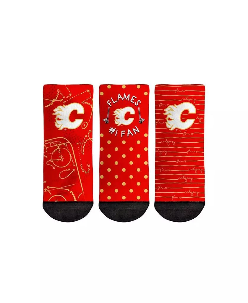 商品Rock 'Em|Toddler Boys and Girls Rock Em Socks Calgary Flames #1 Fan 3-Pack Crew Socks Set,价格¥150,第1张图片