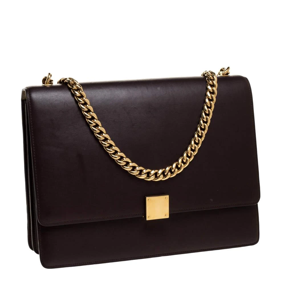 商品[二手商品] Celine|Celine Dark Burgundy Leather Large Case Chain Flap Shoulder Bag,价格¥1547,第3张图片详细描述