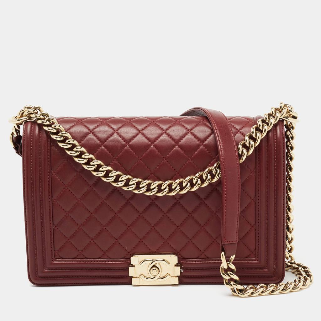 商品[二手商品] Chanel|Chanel Burgundy Quilted Leather New Medium Boy Flap Bag,价格¥24070,第1张图片