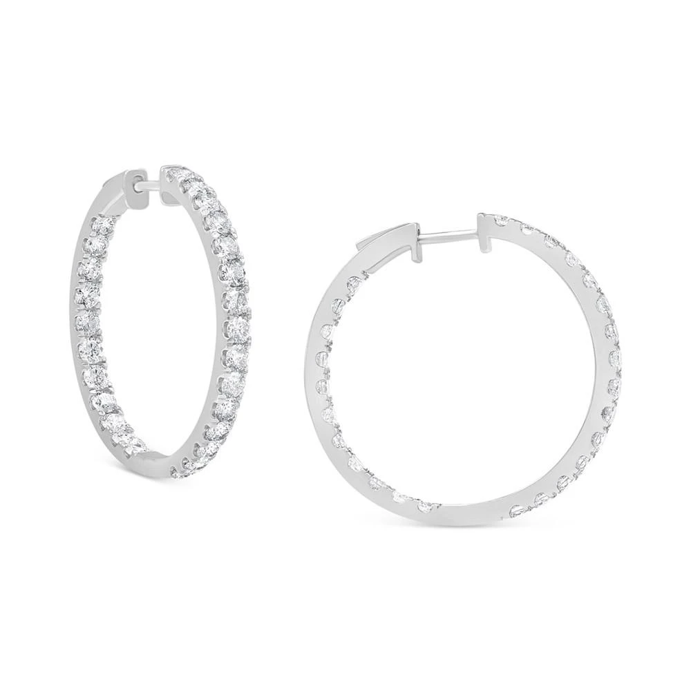 商品Macy's|Diamond In & Out Hoop Earrings (3 ct. t.w.) in 14k White Gold,价格¥53275,第3张图片详细描述
