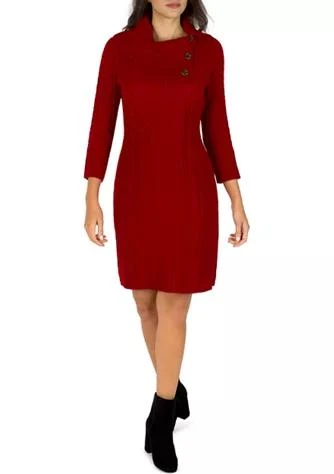 商品Sandra Darren|Darren Womens 3 4 Sleeve Button Cowl Neck Sweater Dress,价格¥536,第1张图片
