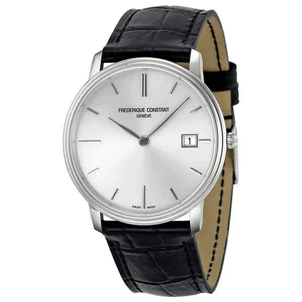 商品Frederique Constant|Slim Line Silver Dial Black Leather Men's Watch 220NS4S6,价格¥2119,第1张图片